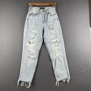 Aeropostale Curvy Mom High Rise Acid Washed Blue Jeans Women's Size 00